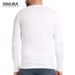 T-shirt à manches longues pour homme, coupe classique, col rond, tricoté en mélange polyester/coton, respirant, séchage rapide, écologique, couleur unie - Product Image 4