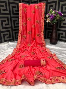 Saree mujeres usan sari con pieza de blusa y máquina de Pakistán indio India adultos lavado a máquina, soporte de limpieza en seco Ropa Étnica - Product Image 6