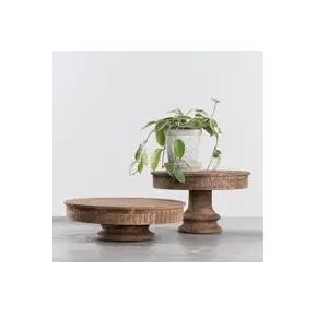 100% Natural Acacia Wooden Cupcake Stand with 2 Piece for Food Serving Tray for Cake Dessert Snack Wedding Party wood cake stand