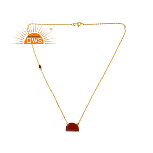 Collier pendentif en argent sterling 2026 avec onyx rouge naturel et pierres précieuses CZ pour femmes, fabricant de bijoux - Product Image 1