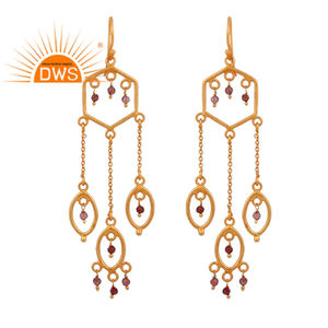 Cadena de diseñador de turmalina chapada en oro de Plata de Ley 925, pendiente de araña largo, joyería, Colección clásica - Product Image 1