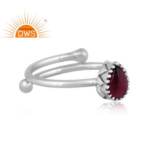 แหวนเงินแท้ประดับพลอยโกเมนธรรมชาติแบบซ้อนได้สำหรับผู้หญิง รุ่นยอดนิยมปี 2026 จากผู้ผลิตเครื่องประดับ - Product Image 3