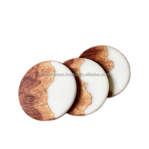 SOUS-VERRE RÉGLABLE EN MARBRE ET BOIS COASTER RÉSISTANT À LA CHALEUR MARBRE ACACIA BOIS COASTER DÉCORATIF FAIT À LA MAIN - Product Image 1