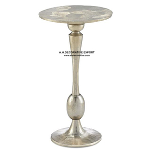 Grande Table d'appoint moderne en aluminium finition argent dernière conception Table basse avec plateau plat rond - Product Image 3