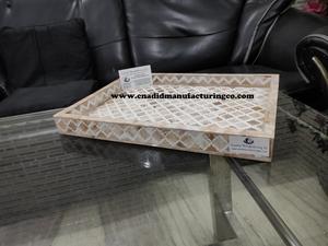 New Arrival Bone-Inlay Kitchen Tray Handmade Rectangle Shape in <b>Mother</b> of Pearl Color for Hotels Restaurants and Eid Serving - Product Image 3