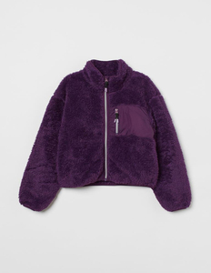 Venta al por mayor Niñas Faux Shearling Jacket Nuevo estilo Chaqueta de invierno con cuello con capucha Impresión personalizada y Color sólido Precio barato - Product Image 3