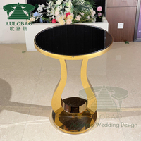 Meuble de décoration, support en acier inoxydable doré, plateau en verre, table à gâteau