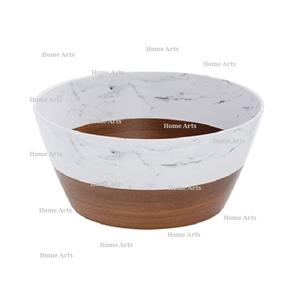 Designer Round Shape Wood <b>Food</b> Serving Bowl With Marble Base Highest Quality Bowl At Competitive Price - Product Image 2
