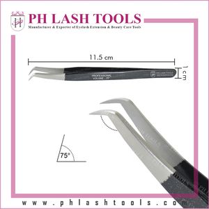 Pince à épiler professionnelle pour l'extension de cils, pince à cils enduite de couleur noire, pince à cils avec étiquette privée - Product Image 5