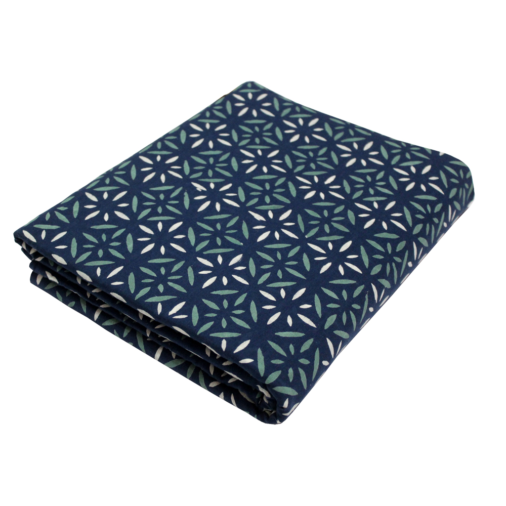 Geometrical Indian Floral Indigo Fabric Eco Friendly Hand made Fabric by yard