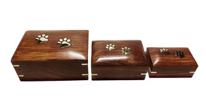 Customized Wooden Pet Cremation Urn <b>Box</b> with Paw Print Design Dog and Cat Ashes <b>Memorial</b> Keepsake Storage Container - Product Image 2
