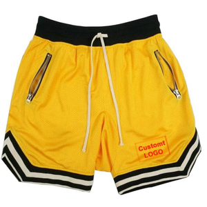 Pantalones cortos de baloncesto bordados con cremallera de malla de poliéster retro de la vieja escuela para niño con logotipo personalizado - Product Image 3