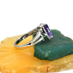 Bague en argent sterling 925 faite à la main avec pierre précieuse d'améthyste naturelle magnifique forme de trillion pour les mariages - Product Image 3