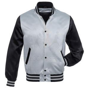 เสื้อแจ็กเก็ตเบสบอลสำหรับผู้ชาย,แขนยาวขนาดใหญ่พิเศษผ้าซาติน - Product Image 3