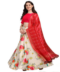 Vêtements de mariage georgette soie impression travail lehenga choli avec feuille d'impression dupatta prix de gros textile vêtement - Product Image 1
