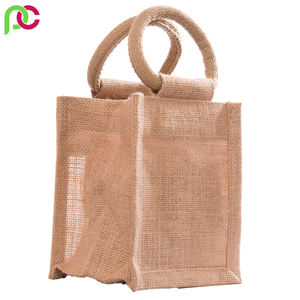 Logo personnalisé imprimé écologique toile de jute bouteille de vin unique sac à provisions pochette cadeau en jute pour les mariages et les fêtes vin promotionnel - Product Image 3