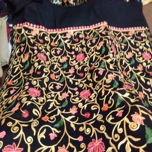 100% Cashmere Acrylic Dyed Embroidery <b>Shawls</b> With 2 Side Fringes. - Product Image 1