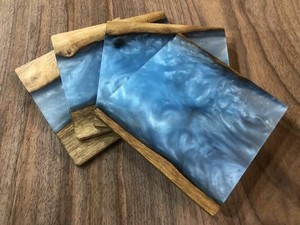 Best Quality Handmade Wooden Drink Tea Coaster New Design Handicrafts <b>Epoxy</b> Resin Acacia Wood Mats & Pads - Product Image 2