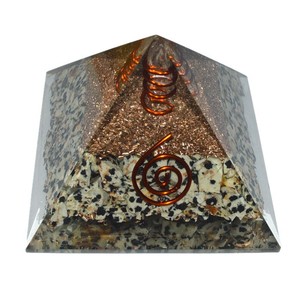 With Good Qualty Dalmation Jasper Orgone Pyramids with Crystal Point : Dalmation Jasper Orgone Pyramids for Sale - Product Image 1