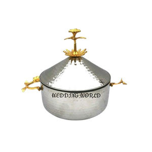 Pot en bois fini or et argent Casserole faite à la main d'excellente qualité Réchauffeur d'aliments en gros de créateur le plus vendu - Product Image 6