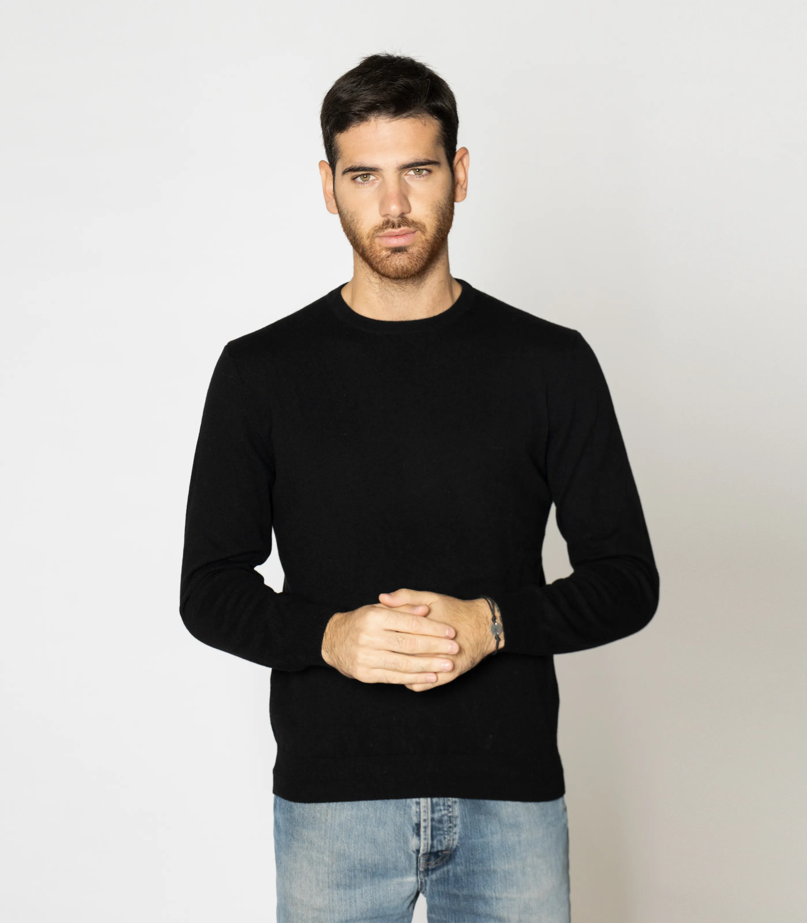 Wholesale men's clothing men pullover black sweater 100% cashmere yarn