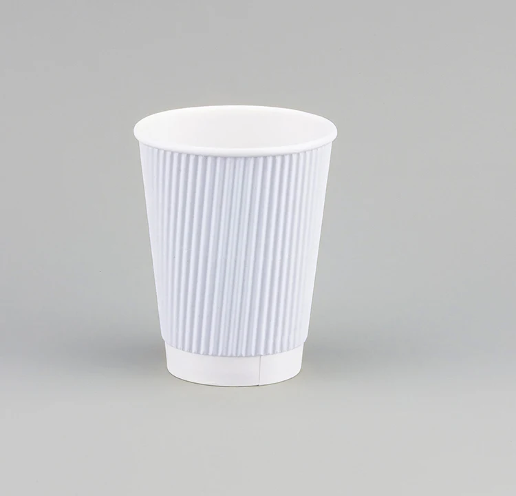 Direct Factory Supply Wholesale Selling White Ripple Wall 12 Oz Capacity Disposable Paper Cups for Household Usage