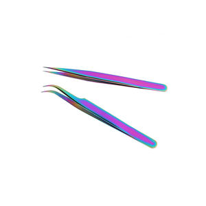 Pinzas profesionales de agarre de diamante de acero inoxidable de alta calidad, pinzas de extensión de pestañas con logotipo personalizado negro y dorado - Product Image 5