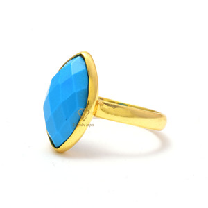 Piedra preciosa turquesa natural Anillo de marquesa de plata esterlina 925 Conjunto de bisel vintage Anillo de aniversario para proveedores mayoristas - Product Image 3