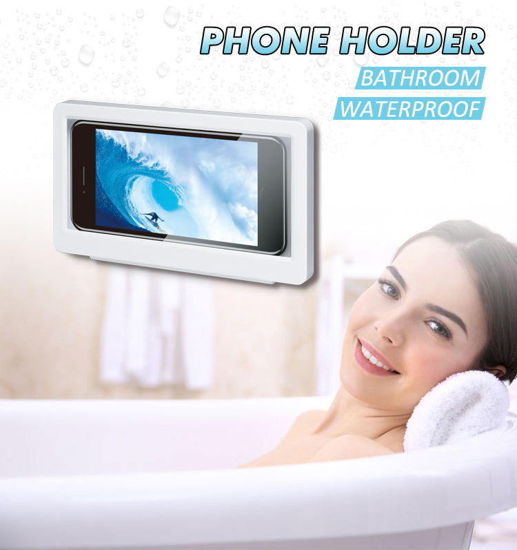 Bathroom Phone Holders,Home Wall Waterproof Phone Shell Shower Sealing Storage Box Anti Fog Mobile Phone Stand 