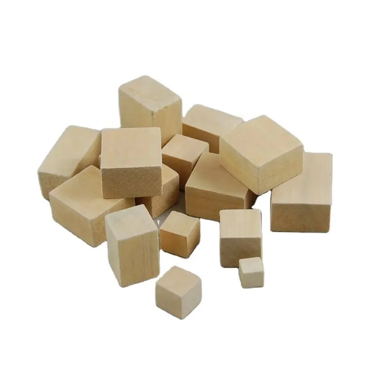 子供のためのカスタム格安木製ブロックおもちゃスクエアキューブ未完成木製ブロック