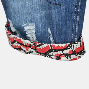 <b>Men's</b> Plus Size Breathable Casual <b>Shorts</b> Custom Wholesale Gym Waterproof Print OEM <b>Pockets</b> Bodybuilding Denim Cotton Fabric - Product Image 5