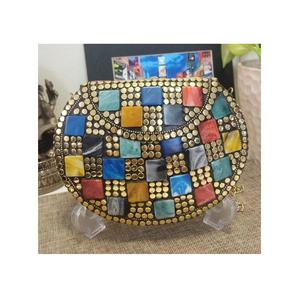 Pochette mosaïque en laiton de mariage de luxe pour femmes sac de soirée élégant pour une utilisation en fête - Product Image 1