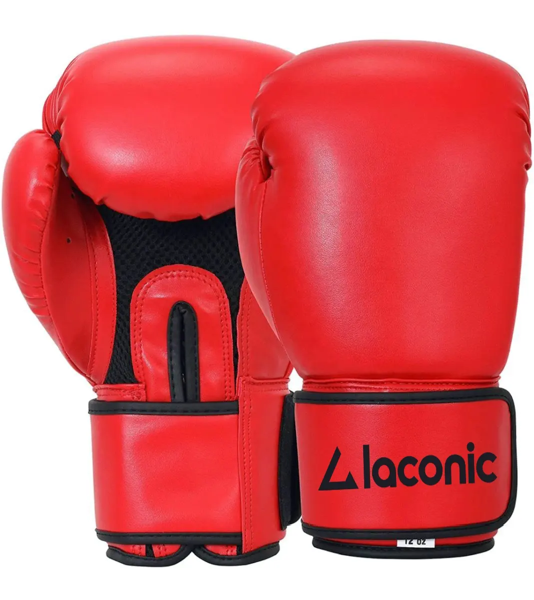 Gants de boxe, 10 pièces, gants de combat, noir et rouge, d'entraînement, avec lacets et pouce fixé