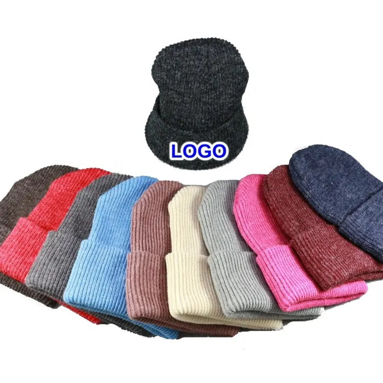 2021 new fashion acrylic knitted winter beanie hat customize cuff beanie for girls