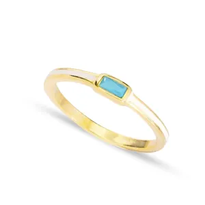 Bague en émail blanc Turquoise en pierre fait à la main, vente en gros, bijoux en argent Sterling 925