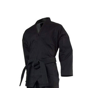 Uniformes de Taekwondo para hombre, diseño de secado rápido negro sólido con mangas completas, estilo de arte marcial de Karate para adultos - Product Image 4