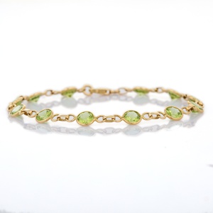 Trending-pulsera de GEMA de peridoto redondo Natural para mujer y niña, oro amarillo sólido de 18K, pulsera de amistad, joyería fina - Product Image 2