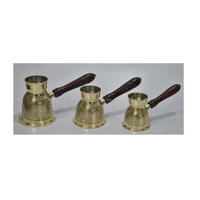 Set panci Kopi & Teh, bahan kuningan Turki Arab Turki 200ml/300ml logam tembaga 200ml/300ml kapasitas perlengkapan minum
