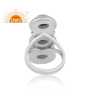 Último diseño plata esterlina oxidada lapislázuli natural y piedra preciosa turquesa anillo apilable joyería fabricante - Product Image 4