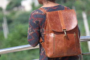 Real Handmade Vintage Crunch Leather <b>Backpack</b> Stylish Rucksack Bag - Product Image 4
