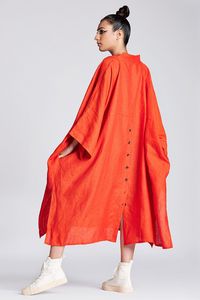 Nueva llegada verano playa desgaste mujer suelta Maxi algodón vestido hasta el tobillo Kaftan Floral botón decoración manga larga dulce - Product Image 2