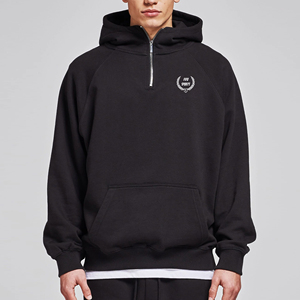Unisex 450GSM Fleece 1/4 Zip Hoodie Oversized Vintage Boxy Streetwear personalizado bordado peso pesado para invierno a granel hombres Hoodie - Product Image 5