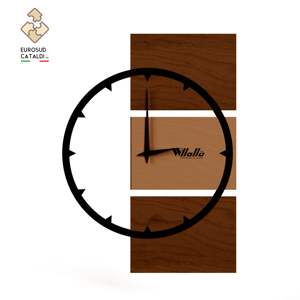 Bellissimo orologio da parete italiano in legno di betulla naturale 12mm, di grandi dimensioni con intarsio circolare nel legno. - Product Image 4
