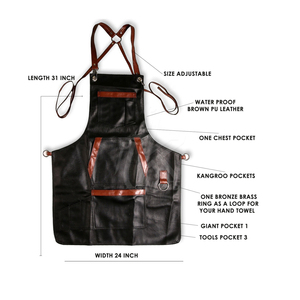 Tablier à bandes en cuir réglables pour hommes, Logo personnalisé, pour atelier, BBQ, cuisine, décoration - Product Image 4