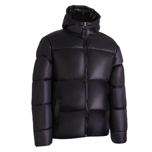 Manteau en duvet bouffant coupe-vent pour femme avec capuche imperméable manches côtelées et logo avant longue veste en duvet coupe-vent - Product Image 4