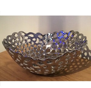 Silver Finishing Serving Bowl for Hotel Kitchenware Restaurant Fruits Bowl decorative Modern design Metal Salad Bowl - Product Image 2