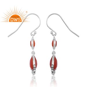 Oxidized 925 Sterling Silver Natural Red <b>Onyx</b> Gemstone Dangle <b>Earring</b> Jewelry For Women Gift For Her - Product Image 4