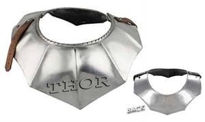 Correa de cuero Gorget de acero chapado personalizado, armadura Medieval, cuello de pie renacentista, modelo de ropa, regalo náutico, logotipo personalizado - Product Image 6