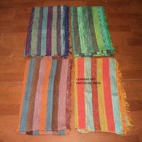LAXMANS Handgewebte Baumwollteppiche Durries Indien Mehrfarbig Rutschfest 100x200cm Indische Designer-Streifenteppiche