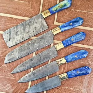 Ensemble de 6 couteaux de cuisine japonais en acier, damas VG10 chef désochage, couteaux utilitaires Santoku manche en bois - Product Image 2